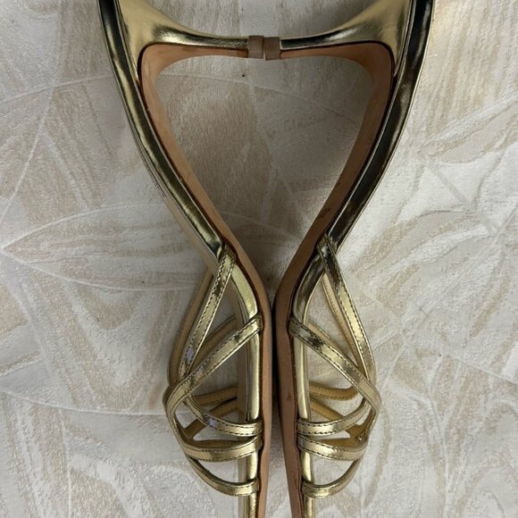 JIMMY CHOO GOLD HEEL OPEN TOE HEELS - Picture 11 of 12